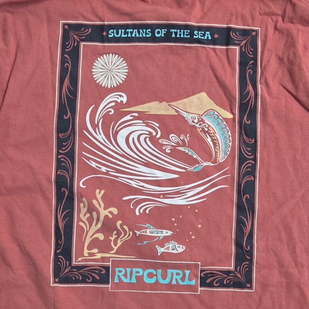 Ripβ Curl Mens Sultans of the Sea Graphic T-Shirt Red Relaxed Fit XL